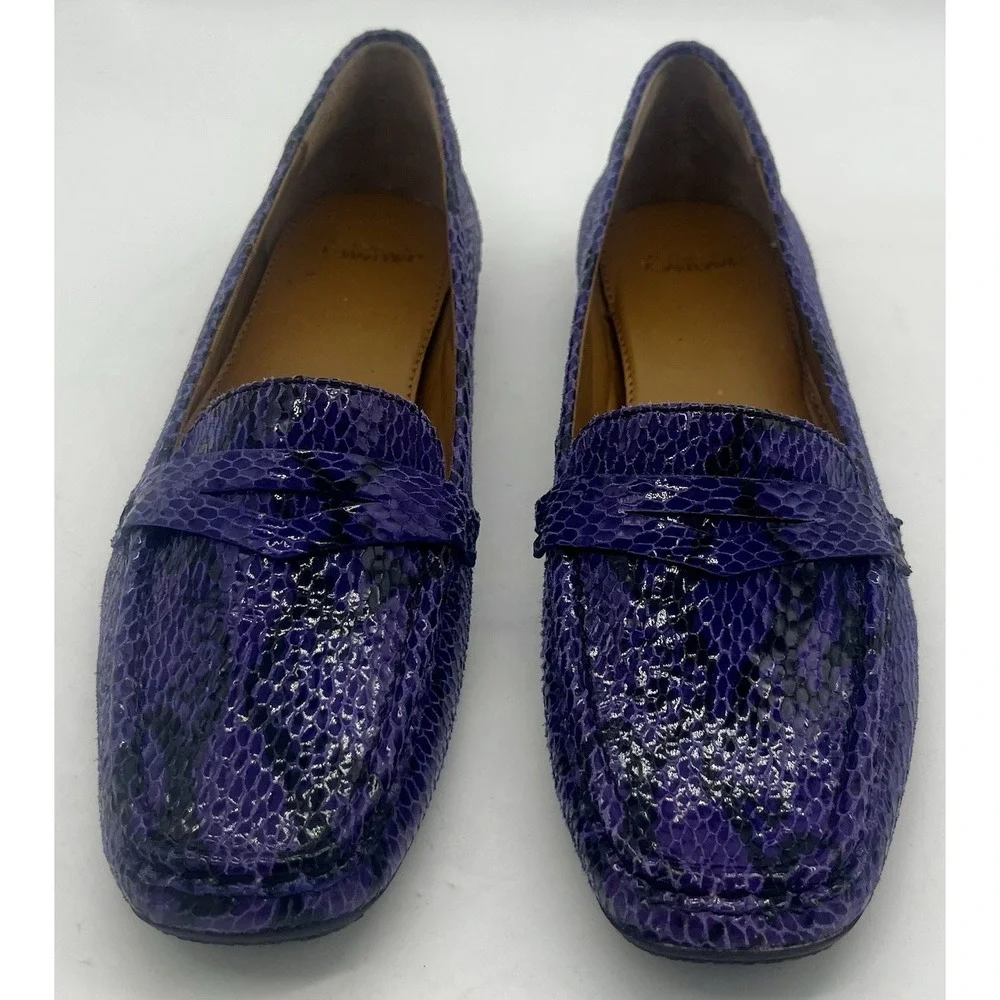 Vintage Circa Joan &‎ David Women's Size 6.5 Leather Upper Loafer Flats Purple